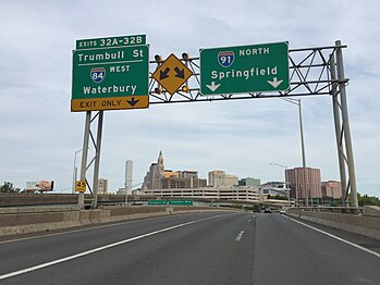 I-91 north at exit 32 (I-84 west) in Hartford, Connecticut