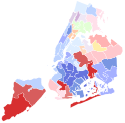 2019 New York City public advocate special election results map by City Council district.svg