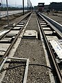 Baustelle auf der Madisonallee zur Verlängerung der Freiburger Stadtbahn, zukünftige Haltestelle Stadion