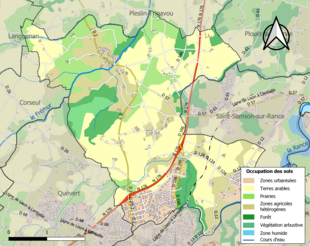 Barevná mapa znázorňující využití půdy.