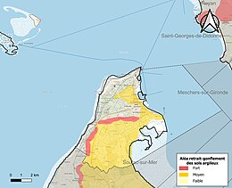 Carte des zones d'aléa retrait-gonflement des sols argileux du Verdon-sur-Mer.