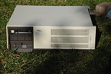 The AT&T 3B2 line of minicomputers was the porting base for SVR3. 3B2 model 400 sitting on grass.jpg