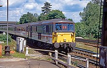 73213 University of Kent at Canterbury on Gatwick Express duties in 1998 73 on Gatwick Express.jpg