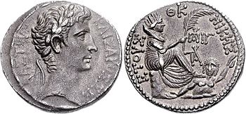 Antiochische Münze mit dem Bild des Augustus