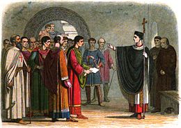 A Chronicle of England - Page 167 - Becket Forbids the Earl of Leceister to Pass Sentence on Him.jpg