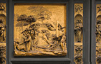 Adán y Eva por Ghiberti (Panel 1 de las Puertas del Paraíso).