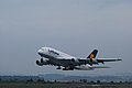Deutsch: Airbus A380 beim Start auf dem Flughafen Stuttgart. English: Airbus A380 starting at Stuttgart Airport