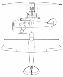 Schematic of the Albatros Albatros L 57 3-view Les Ailes March 2,1922.png