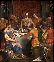 Ambrosius Francken, The Last Supper, 16th century, Royal Museum of Fine Arts Antwerp, with an Egyptian Mamluk carpet