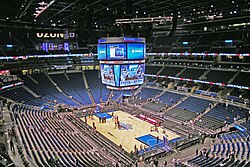 Kia Center in its basketball-venue arrangement after hosting its first NBA regular season game AmwayCenterCourt.JPG