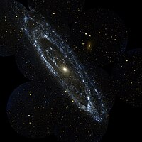 Az Androméda-galaxis Galaxy Evolution Explorer által az ultraibolya tartományban készített képe
