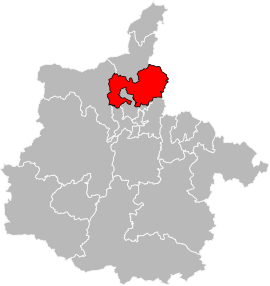 Situation of the canton of Bogny-sur-Meuse in the department of Ardennes