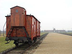 Wagon with brakeman's cabin on Siding - Oswiecim - Poland.