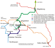 Verkehrsbeziehung des Bahnhofs Quedlinburg