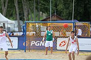 Deutsch: Beachhandball Europameisterschaften 2019 (Beach handball Euro); Tag 3: 4. Juli 2019 – Männer, Platzierungsrunde Gruppe IV, Schweden-Nordmazedonien 2:0 (20:10, 32:15) English: Beach handball Euro; Day 3: 4 July 2019 – Men Consolation Round Group IV – Sweden-North Macedonia 2:0 (20:10, 32:15)