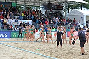 Deutsch: Beachhandball Europameisterschaften 2019 (Beach handball Euro); Tag 6: 7. Juli 2019 – Frauenfinale, Dänemark-Ungarn 2:0 (18:12, 23:22) English: Beach handball Euro; Day 6: 7 July 2019 – Women's Final – Denmark-Hungary 2:0 (18:12, 23:22)