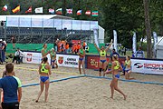 Deutsch: Beachhandball Europameisterschaften 2019 (Beach handball Euro); Tag 3: 4. Juli 2019 – Frauen, Hauptrunde Gruppe II, Ukraine-Italien 2:0 (20:16, 20:16) English: Beach handball Euro; Day 3: 4 July 2019 – Women Main Round Group II – Ukraine-Italy 2:0 (20:16, 20:16)