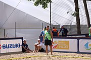 Deutsch: Beachhandball Europameisterschaften 2019 (Beach handball Euro); Tag 2: 3. Juli 2019 – Männer, Vorrunde Gruppe B, Russland-Dänemark 2:0 (22:16, 21:17) English: Beach handball Euro; Day 2: 3 July 2019 – Women Preliminary Round Group A – Men Preliminary Round Group B – Russia-Denmark 2:0 (22:16, 21:17)