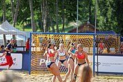 Deutsch: Beachhandball Europameisterschaften 2019 (Beach handball Euro); Tag 4: 5. Juli 2019 – Frauen, Viertelfinale, Dänemark-Norwegen 2:1 (11:9, 16:19, 7:6) English: Beach handball Euro; Day 4: 5 July 2019 – Quarter Final Women – Denmark-Norway 2:1 (11:9, 16:19, 7:6)