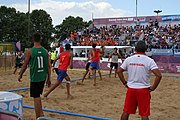 Deutsch: Beachhandball bei den Olympischen Jugendspielen 2018; Tag 7, 13. Oktober 2018; Jungen, Finale – Portugal-Spanien 1:2 English: Beach handball at the 2018 Summer Youth Olympics at 13 October 2018 – Boys Gold Medal Match – Portugal-Spain 1:2