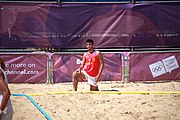 Deutsch: Beachhandball bei den Olympischen Jugendspielen 2018; Tag 4, 10. Oktober 2018; Jungs, Vorrunde, Gruppe A - Spanien-Venezuela 2:0 English: Beach handball at the 2018 Summer Youth Olympics at 10 October 2018 – Boys Preliminary Round Group A – Spain-Venezuela 2:0