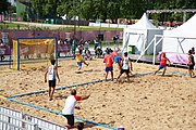 Deutsch: Beachhandball bei den Olympischen Jugendspielen 2018; Tag 3, 9. Oktober 2018; Jungs, Vorrunde, Gruppe A - Ungarn-Thailand 2:1 English: Beach handball at the 2018 Summer Youth Olympics at 9 October 2018 – Girls Preliminary Round Group A‎ – Hungary-Thailand 2:1