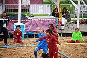 Deutsch: Beachhandball bei den Olympischen Jugendspielen 2018; Tag 6, 12. Oktober 2018; Mädchen, Platzierungsrundenspiel – Russland-Venezuela 2:0 English: Beach handball at the 2018 Summer Youth Olympics at 12 October 2018 – Girl's Consolation Round – Russland-Venezuela 2:0