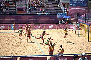 Deutsch: Beachhandball bei den Olympischen Jugendspielen 2018; Tag 4, 10. Oktober 2018; Mädchen, Vorrunde, Gruppe A - Ungarn-Chinese Taipei (Taiwan) 2:0 English: Beach handball at the 2018 Summer Youth Olympics at 10 October 2018 – Girls Preliminary Round Group A‎ – Hungary-Chinese Taipei 2:0