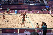 Deutsch: Beachhandball bei den Olympischen Jugendspielen 2018; Tag 4, 10. Oktober 2018; Mädchen, Vorrunde, Gruppe A - Ungarn-Chinese Taipei (Taiwan) 2:0 English: Beach handball at the 2018 Summer Youth Olympics at 10 October 2018 – Girls Preliminary Round Group A‎ – Hungary-Chinese Taipei 2:0