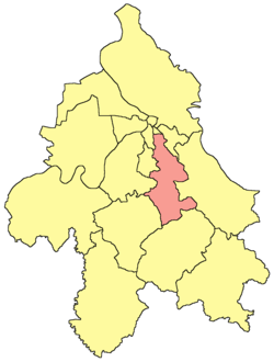 Locatie van de gemeente Voždovac in Belgrado