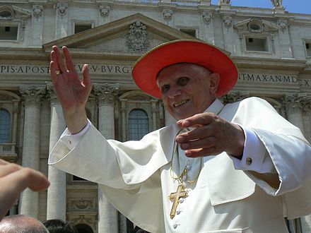 Benedict XVI wearing Cappello Romano during an open-air Mass in 2007