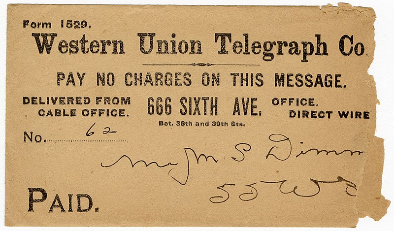 File:Benjamin Harrison telegram to Mary Lord Dimmick, April 30, 1894 - DPLA - d98bda4dc8eb822b9c31a70c65e9f811 (page 2).jpg