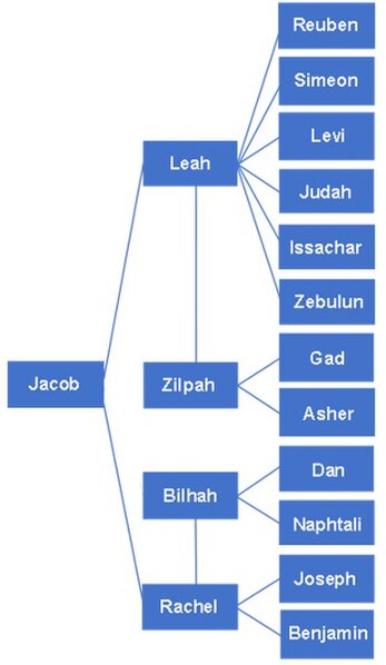 Parentage of Jacob's twelve sons, per Genesis 35