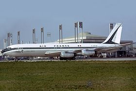 Een Air France Boeing 707-320, vergelijkbaar met degene die bij de crash betrokken was.