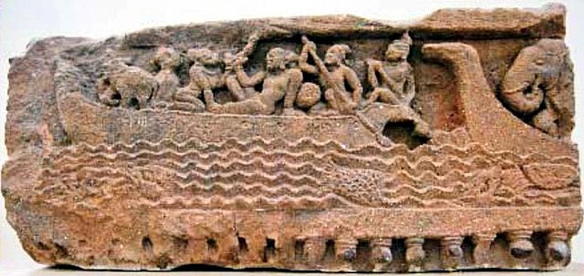 Sculptured frieze depicting two Boitas of Ancient Kalinga found near Brahmeswara Temple. 10th century.