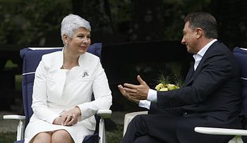 Jadranka Kosor and Borut Pahor developed a close political and personal relationship and were successful in solving the border dispute. Borut Pahor and Jadranka Kosor in 2010.jpg