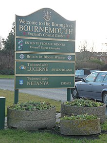 Welcome to Bournemouth, England's Coastal Garden Bournemouth , Welcome to Bournemouth Sign - geograph.org.uk - 1704250.jpg