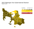 Electoral map for the 2022 Batangas vice gubernatorial elections.