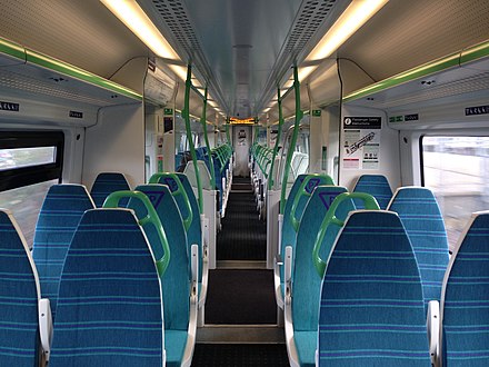 Interior of a Great Northern Class 387 having been moved over from the Thameslink brand with a Southern interior.