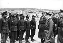 Inspecting the soldiers of the anti-British Free India Legion, France, 1944 Bundesarchiv Bild 101I-263-1598-04, Frankreich, Rommel, "Indische Legion".jpg