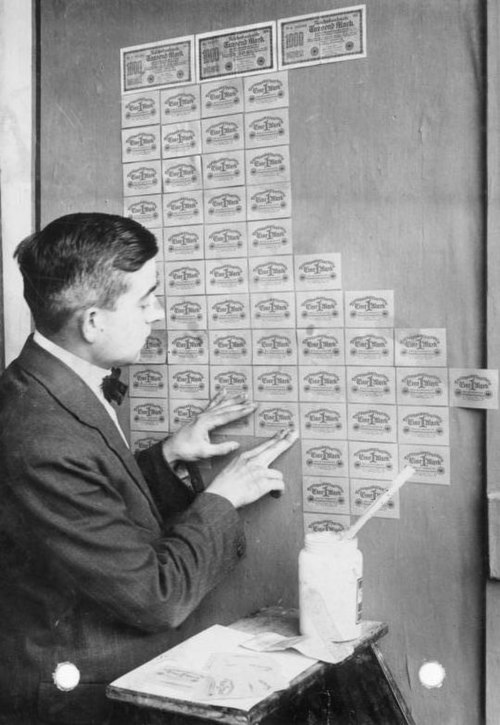 Germany, 1923: banknotes had lost so much value that they were used as wallpaper.