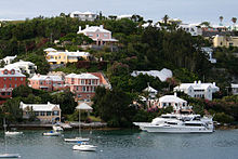 White-roofed, colourful houses dot Bermuda's hills. Burmuda Houses.jpg