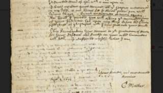 <span class="mw-page-title-main">Letter from Cotton Mather to William Stoughton, September 2, 1692</span> Regarding Salem witch executions