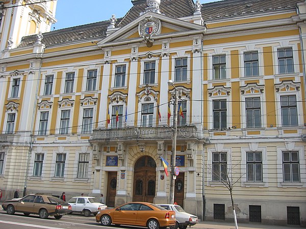 The Cluj County Prefecture building of the interwar period, currently the Cluj-Napoca city hall.