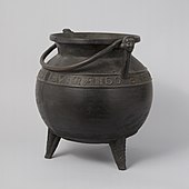 French or South Netherlandish Medieval caldron; 13th or 14th century; bronze and wrought iron; height: 37.5 cm, diameter: 34.3 cm; Metropolitan Museum of Art