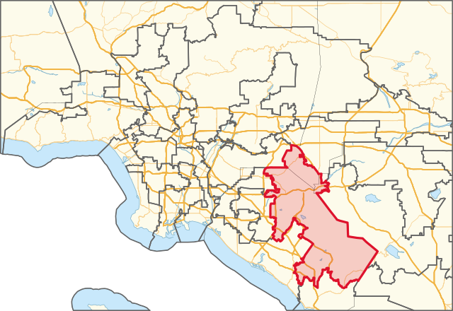 Description de l'image California's 40th congressional district in Greater Los Angeles (since 2023).svg.