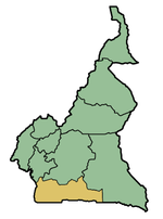 Locatie van de zuidelijke regio (Kameroen).