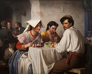 <i>In a Roman Osteria</i> 1866 painting by Carl Bloch