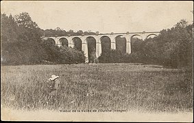 Vue historique du viaduc de la vallée de l'Ourche (carte postale Adolphe Weick).