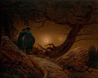 Caspar David Friedrich, Dwaj mężczyźni kontemplujący księżyc, 1819–1820